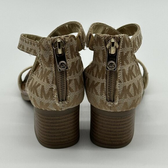 Michael Kors Evyn Girls Camel Faux Leather Block Heel Sandals Girl's Size 12 - Picture 5 of 11